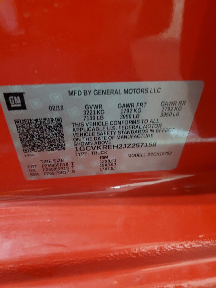 2018 Chevrolet Silverado K1500 Lt VIN: 1GCVKREH2JZ257158 Lot: 85933615
