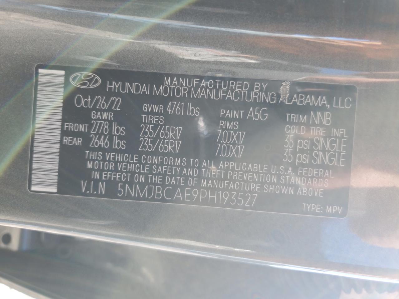 2023 Hyundai Tucson Sel VIN: 5NMJBCAE9PH193527 Lot: 85729555