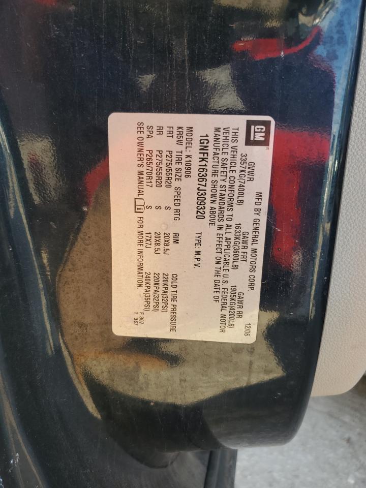 2007 Chevrolet Suburban K1500 VIN: 1GNFK16367J309320 Lot: 85642135