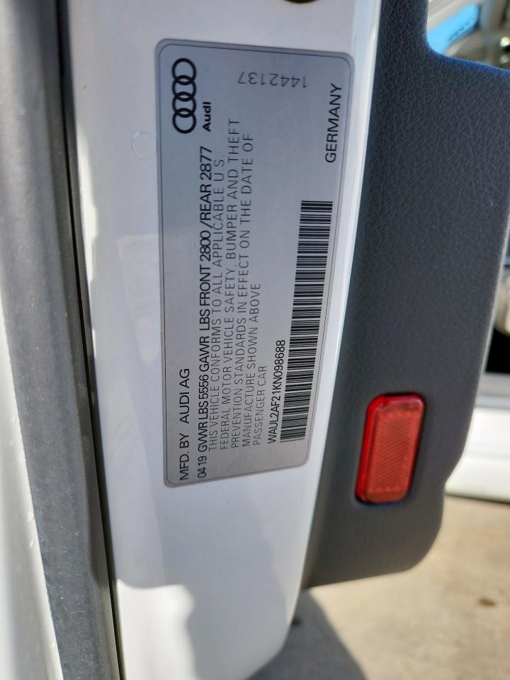 2019 Audi A6 Premium Plus VIN: WAUL2AF21KN098688 Lot: 85961995