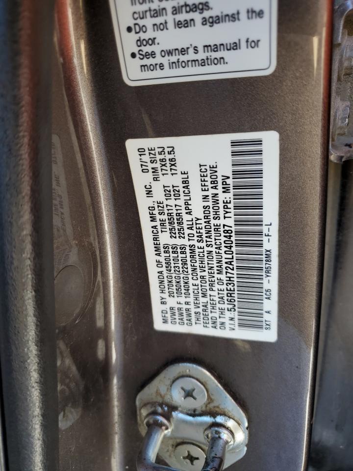 2010 Honda Cr-V Exl VIN: 5J6RE3H72AL040487 Lot: 82468385