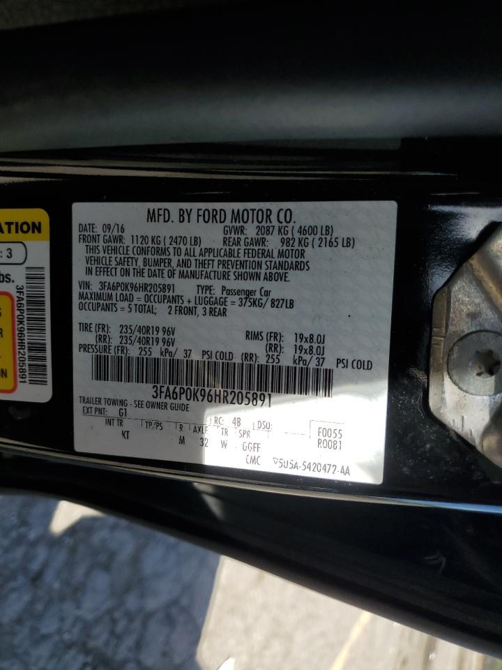 2017 Ford Fusion Titanium VIN: 3FA6P0K96HR205891 Lot: 85099555