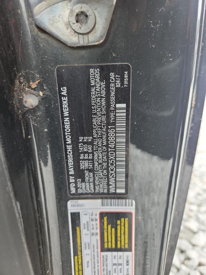 2013 Mini Cooper Coupe S VIN: WMWSX3C5XDT408861 Lot: 90501775