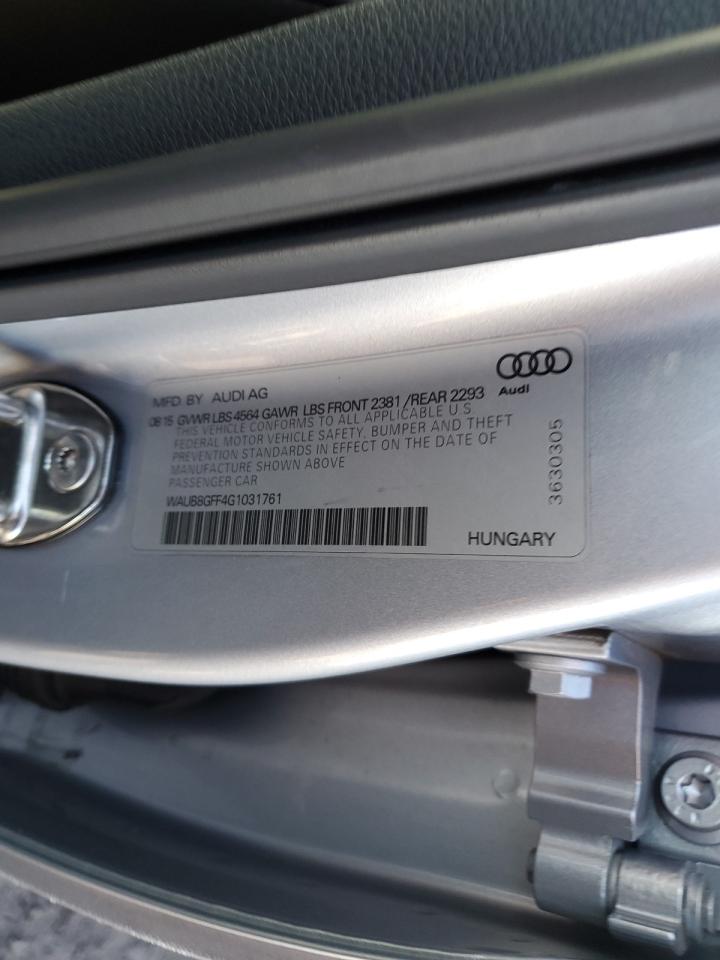 2016 Audi A3 Premium VIN: WAUB8GFF4G1031761 Lot: 87452135