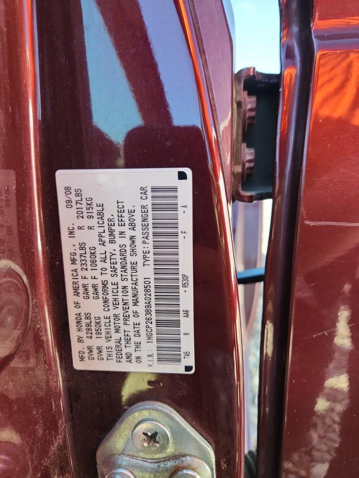 2009 Honda Accord Lx VIN: 1HGCP26389A028501 Lot: 84644285