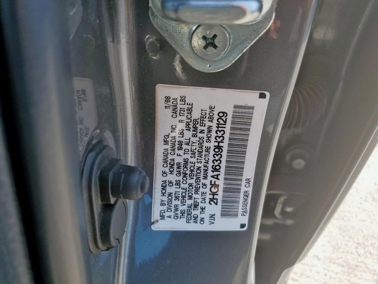 2009 Honda Civic Vp VIN: 2HGFA16339H331129 Lot: 84834415