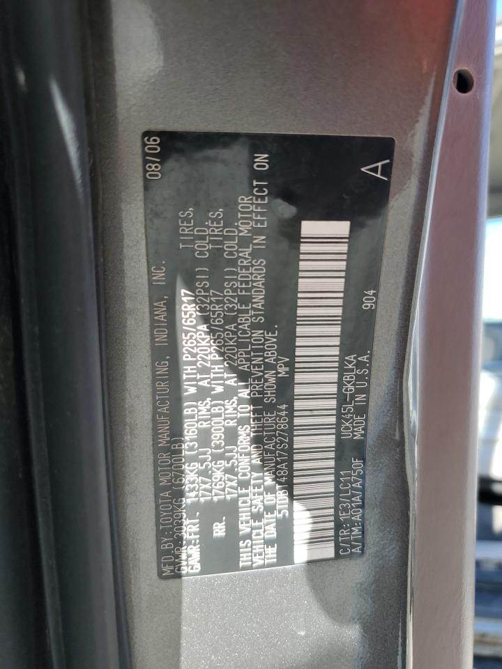 2007 Toyota Sequoia Limited VIN: 5TDBT48A17S278644 Lot: 86155355