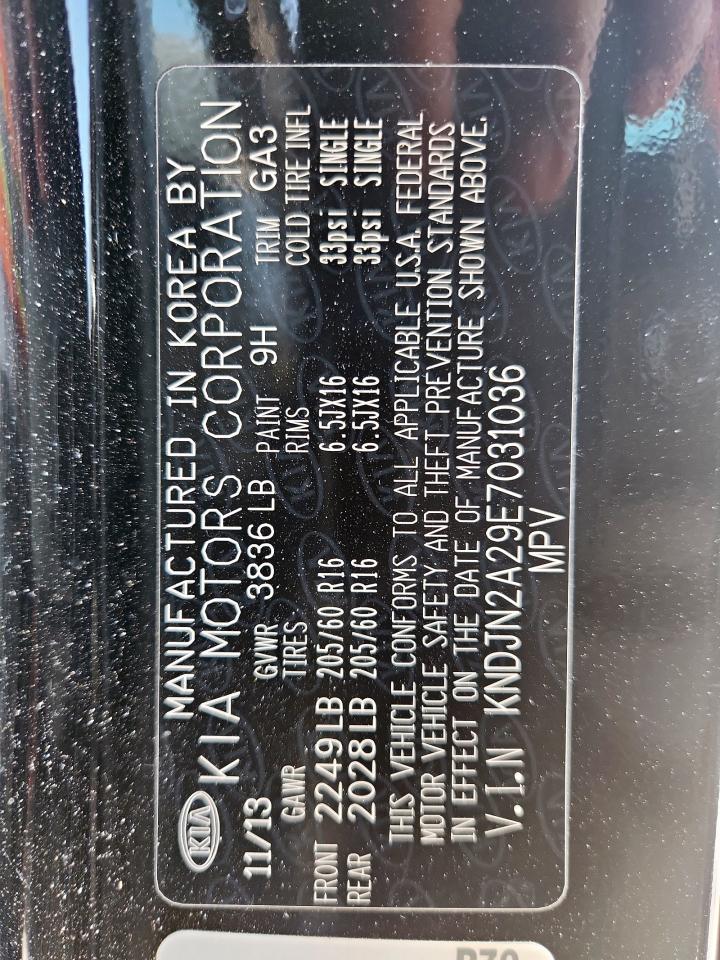 2014 Kia Soul VIN: KNDJN2A29E7031036 Lot: 85181585