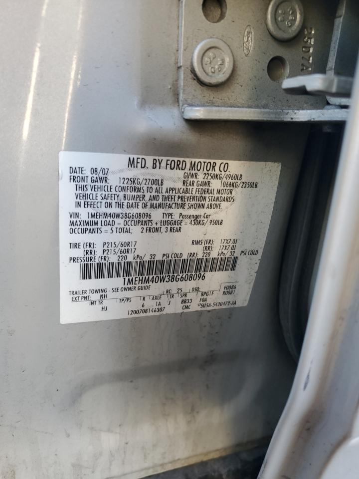 2008 Mercury Sable Luxury VIN: 1MEHM40W38G608096 Lot: 90213035