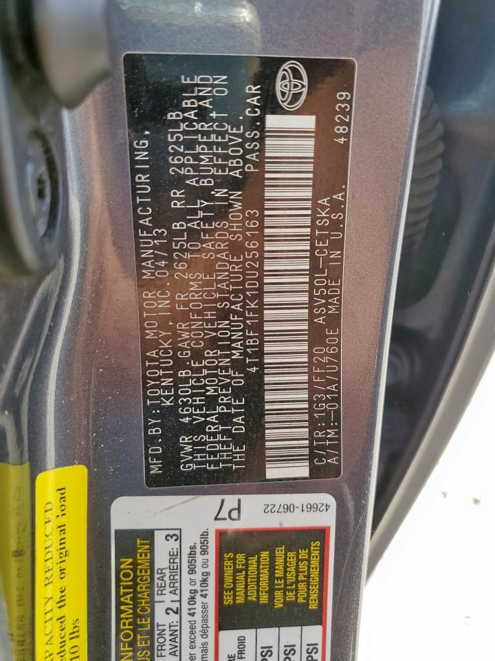 2013 Toyota Camry L VIN: 4T1BF1FK1DU256163 Lot: 84959015