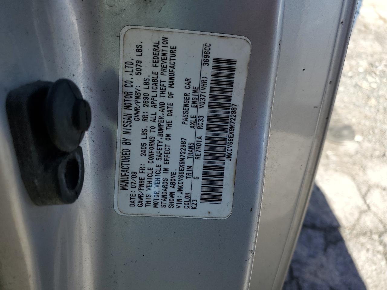 2009 Infiniti G37 Base VIN: JNKCV66EX9M722987 Lot: 85566775