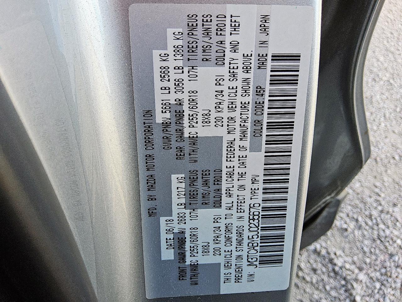 2018 Mazda Cx-9 Sport VIN: JM3TCABY5J0235676 Lot: 84569195