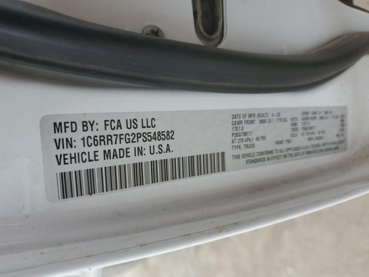 2023 Ram 1500 Classic Tradesman VIN: 1C6RR7FG2PS548582 Lot: 84422985
