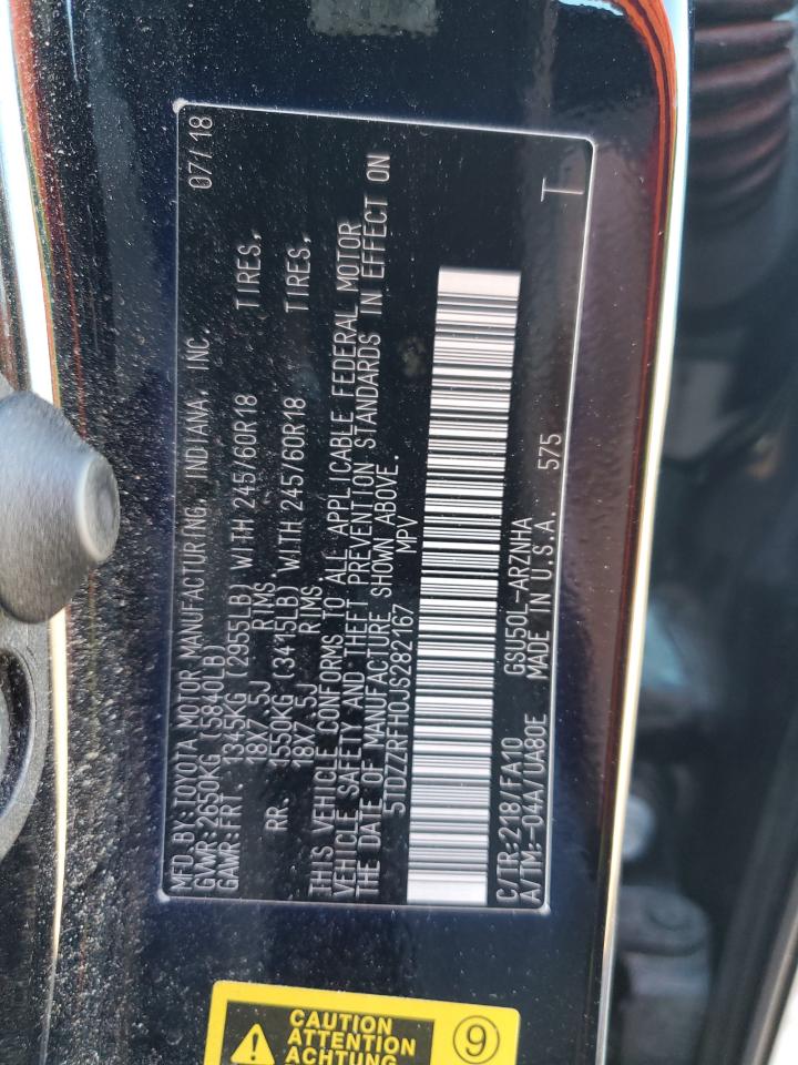 2018 Toyota Highlander Le VIN: 5TDZZRFH0JS282167 Lot: 82664605