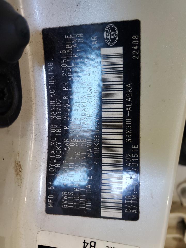 2007 Toyota Avalon Xl VIN: 4T1BK36B57U230676 Lot: 85598095