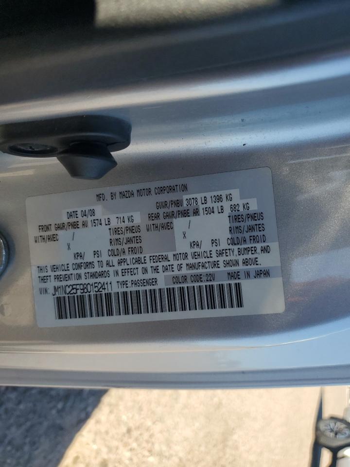 2008 Mazda Mx-5 Miata VIN: JM1NC25F980152411 Lot: 89853885