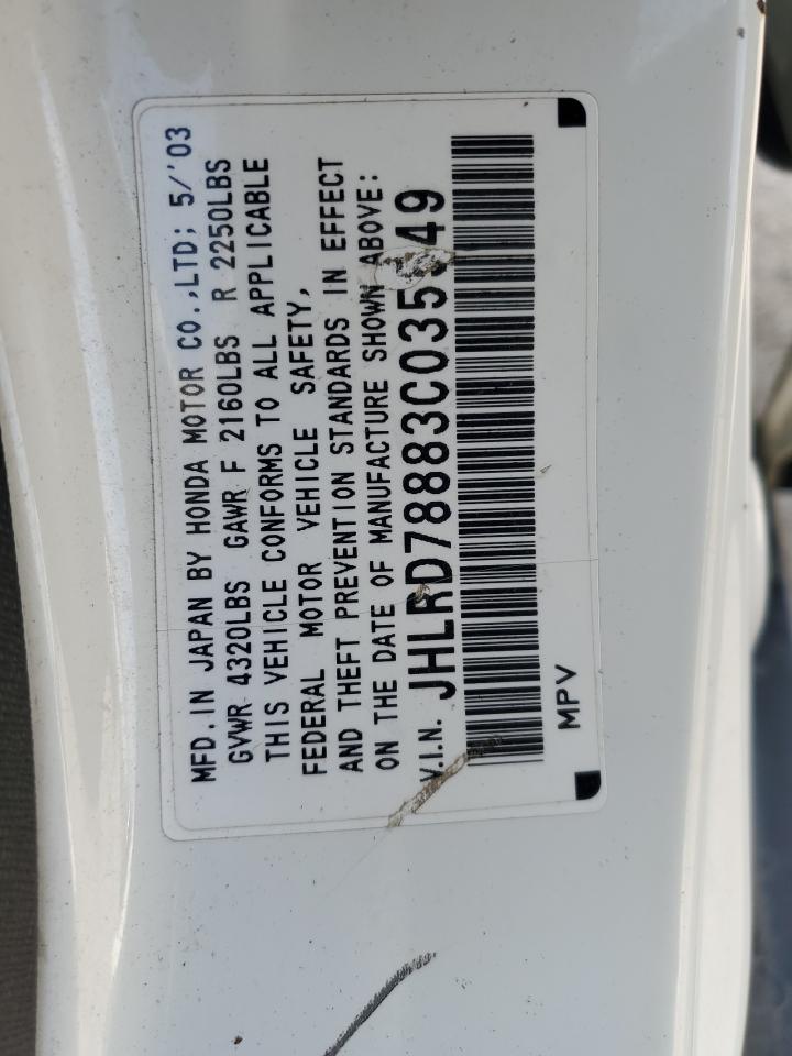 2003 Honda Cr-V Ex VIN: JHLRD78883C035549 Lot: 82422495