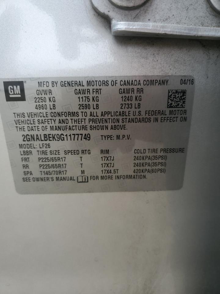 2016 Chevrolet Equinox Ls VIN: 2GNALBEK9G1177749 Lot: 86216325