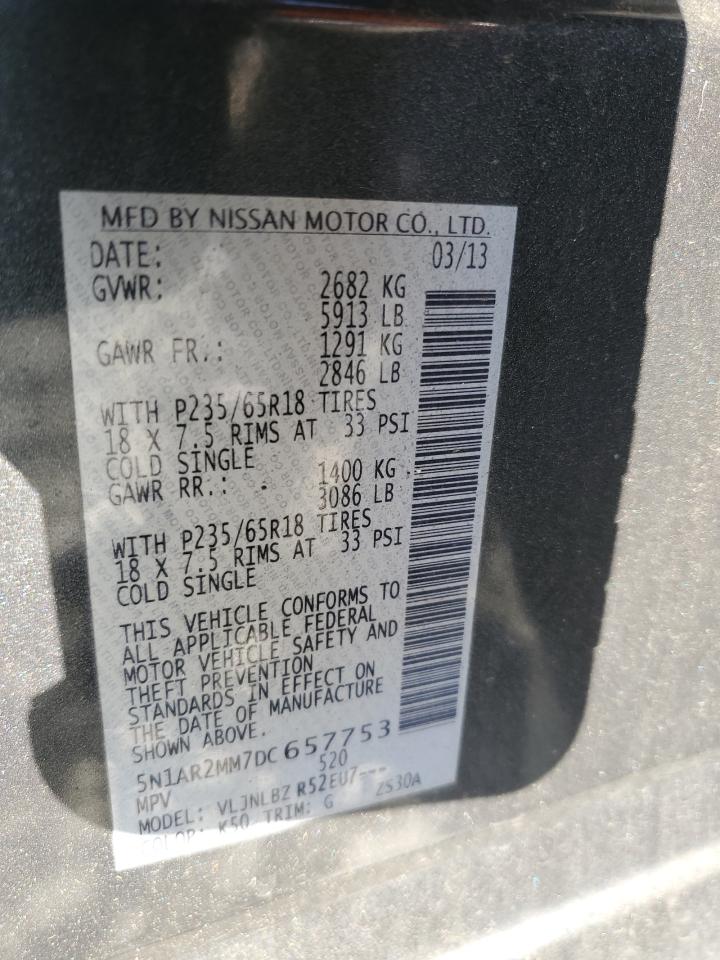 2013 Nissan Pathfinder S VIN: 5N1AR2MM7DC657753 Lot: 84877295