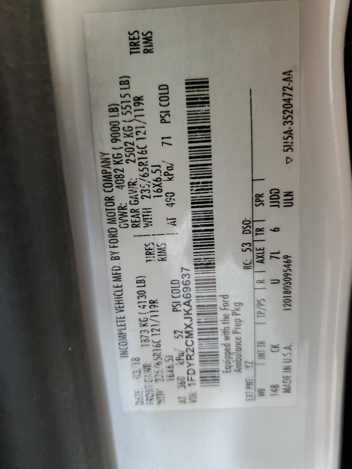 2018 Ford Transit T-250 VIN: 1FDYR2CMXJKA69637 Lot: 80848535