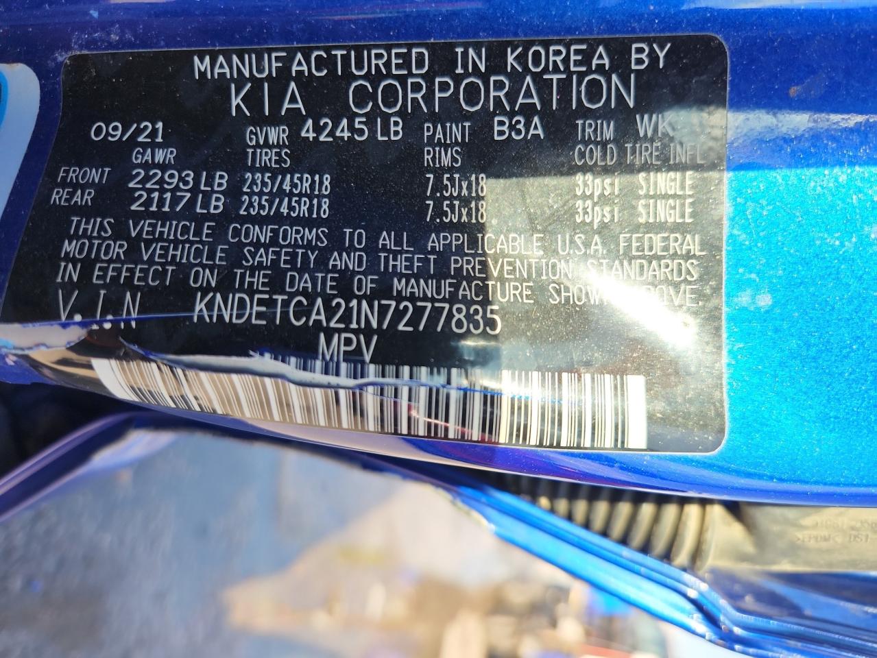 2022 Kia Seltos Sx VIN: KNDETCA21N7277835 Lot: 86667535