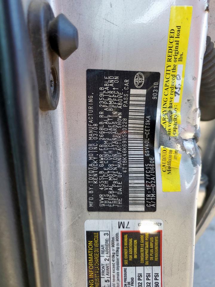 2009 Toyota Camry Se VIN: 4T1BK46K69U580228 Lot: 86128655