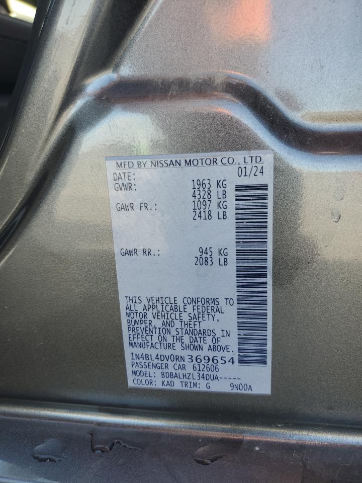 2024 Nissan Altima Sv VIN: 1N4BL4DV0RN369654 Lot: 86151615