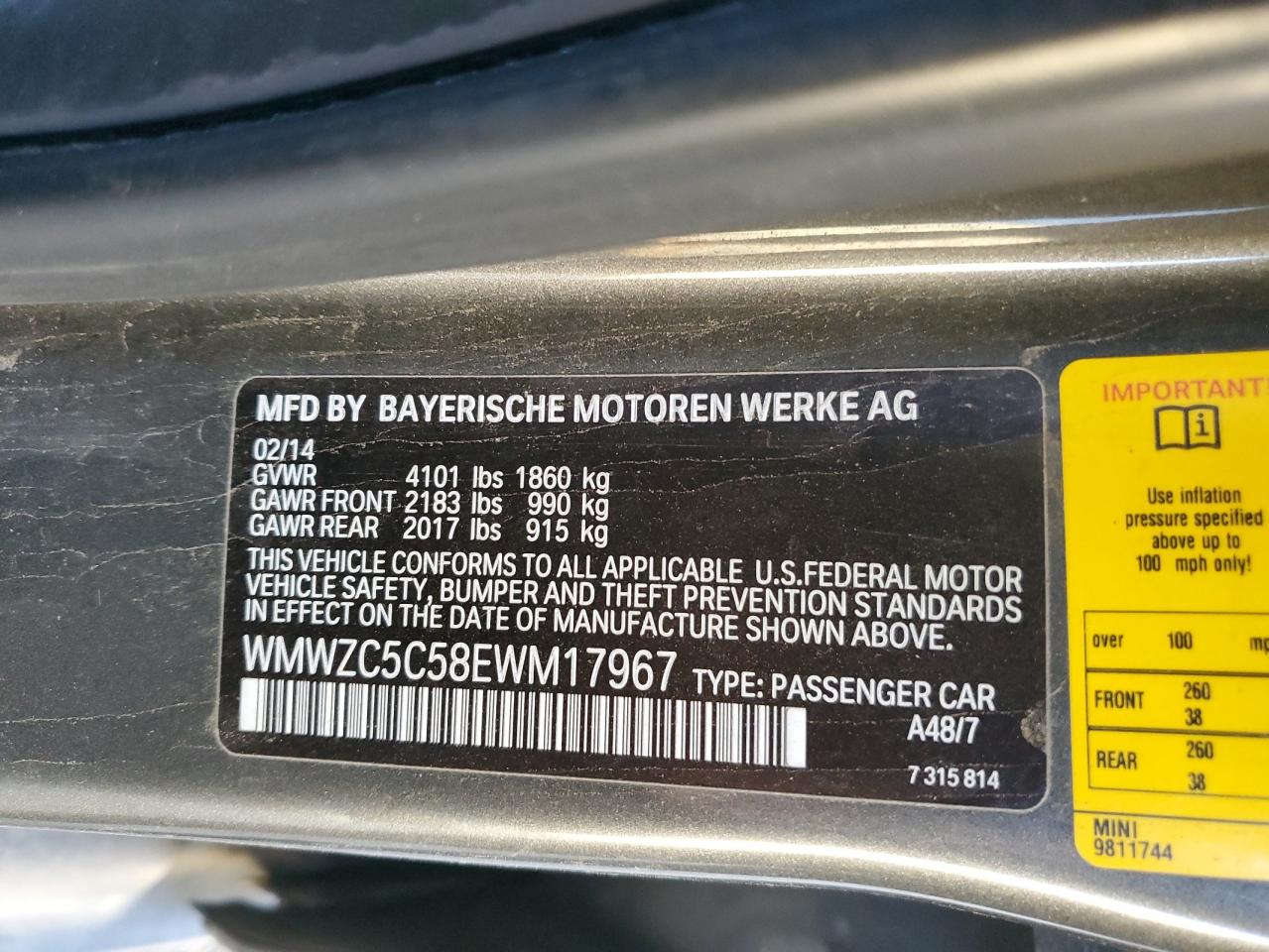 2014 Mini Cooper S Countryman VIN: WMWZC5C58EWM17967 Lot: 90729425