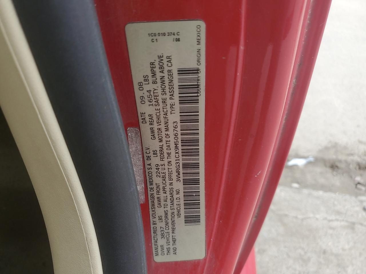 2009 Volkswagen New Beetle S VIN: 3VWRG31CX9M506763 Lot: 85574875