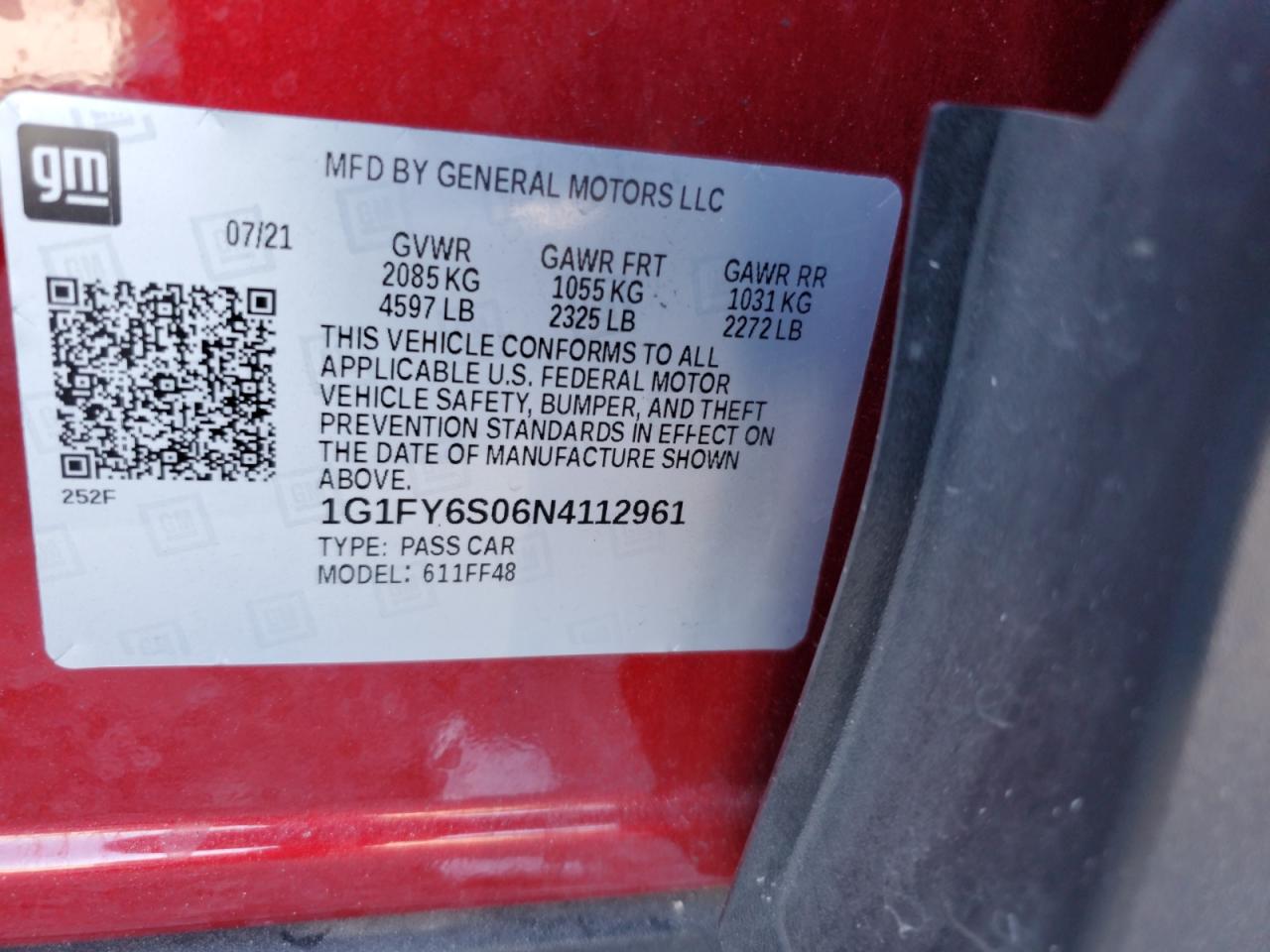 2022 Chevrolet Bolt Euv Lt VIN: 1G1FY6S06N4112961 Lot: 82615865