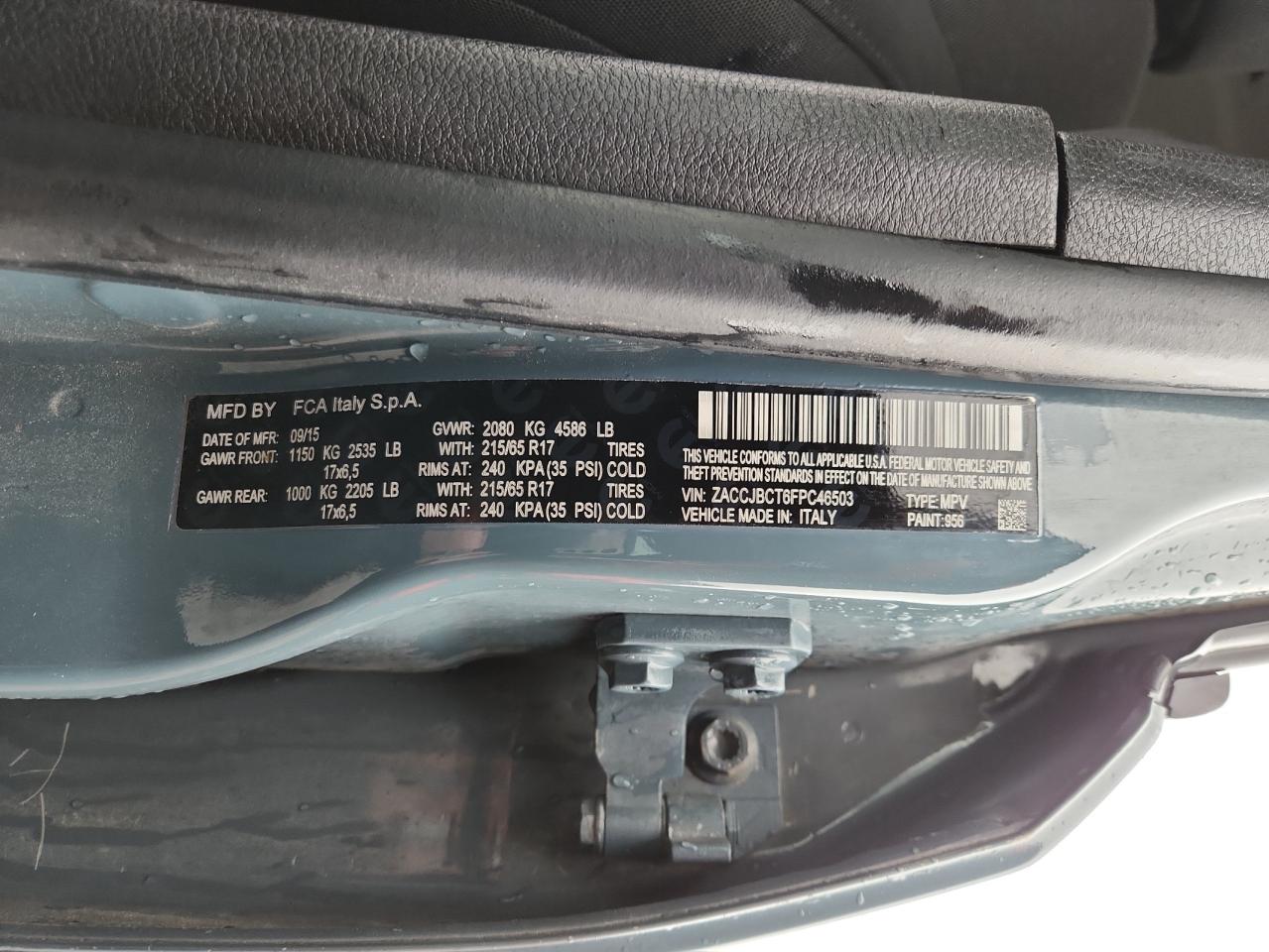 2015 Jeep Renegade Trailhawk VIN: ZACCJBCT6FPC46503 Lot: 84776315