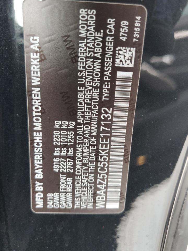2019 BMW 440I VIN: WBA4Z5C55KEE17132 Lot: 85714195