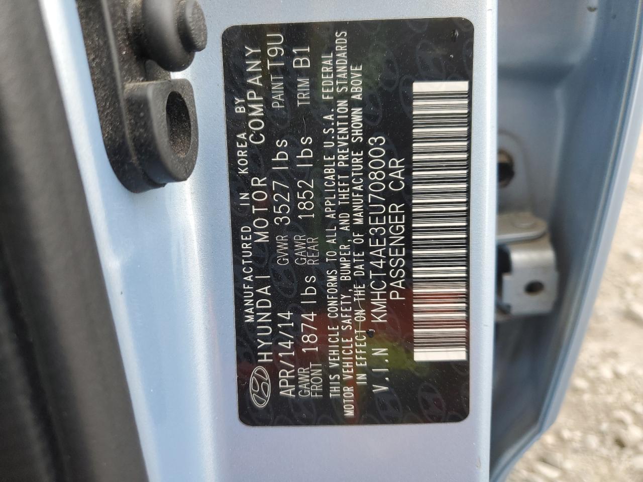 2014 Hyundai Accent Gls VIN: KMHCT4AE3EU708003 Lot: 86176605