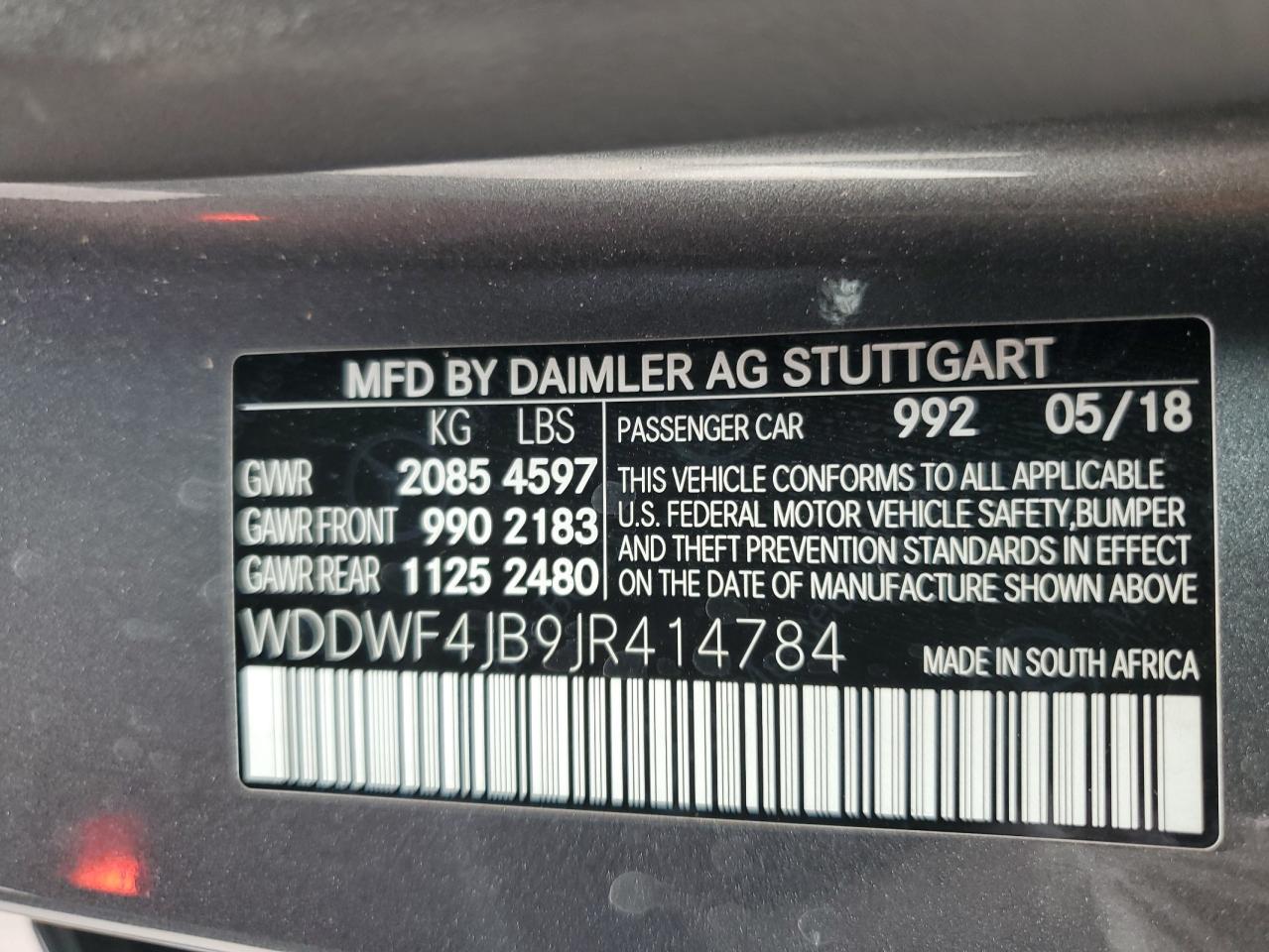 2018 Mercedes-Benz C 300 VIN: WDDWF4JB9JR414784 Lot: 87040825