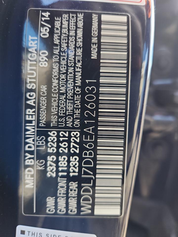 2014 Mercedes-Benz Cls 550 VIN: WDDLJ7DB6EA126031 Lot: 82484685