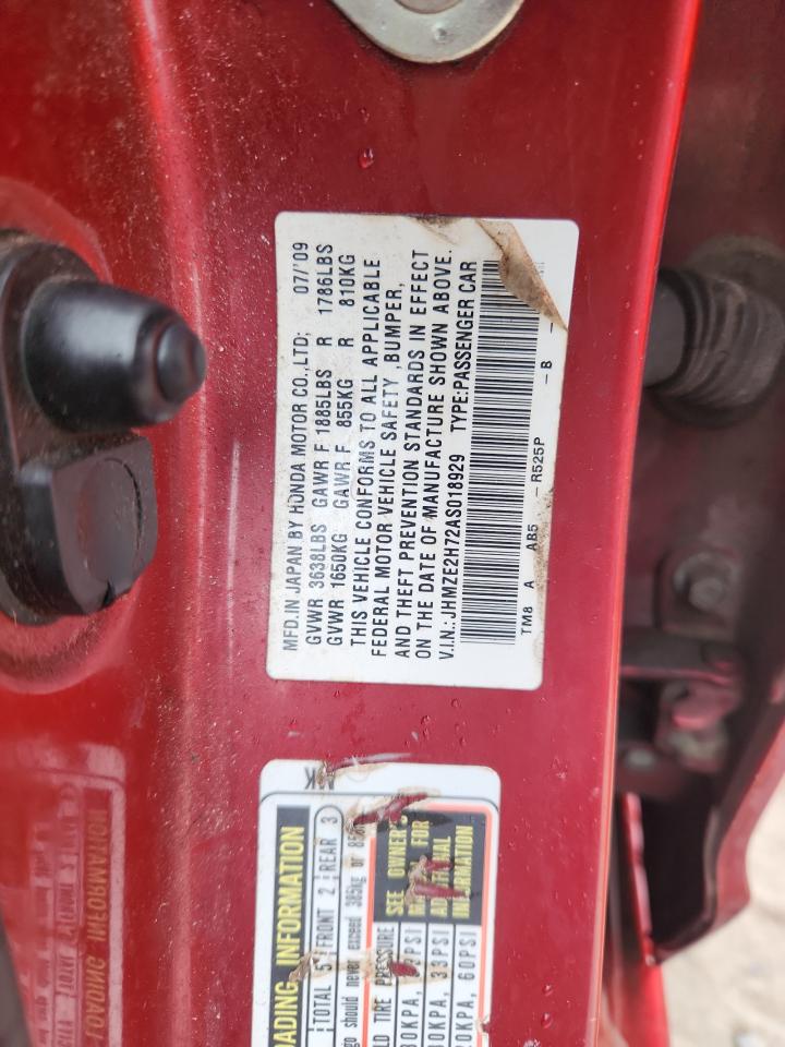 2010 Honda Insight Ex VIN: JHMZE2H72AS018929 Lot: 84797885