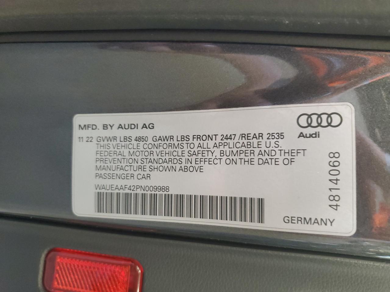 2023 Audi A4 Premium Plus 45 VIN: WAUEAAF42PN009988 Lot: 87284745