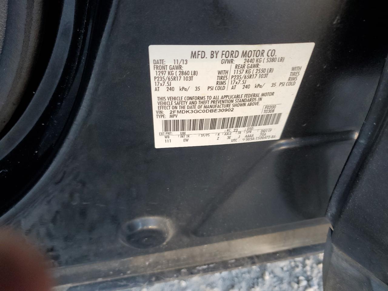 2013 Ford Edge Se VIN: 2FMDK3GC0DBE30902 Lot: 85274765