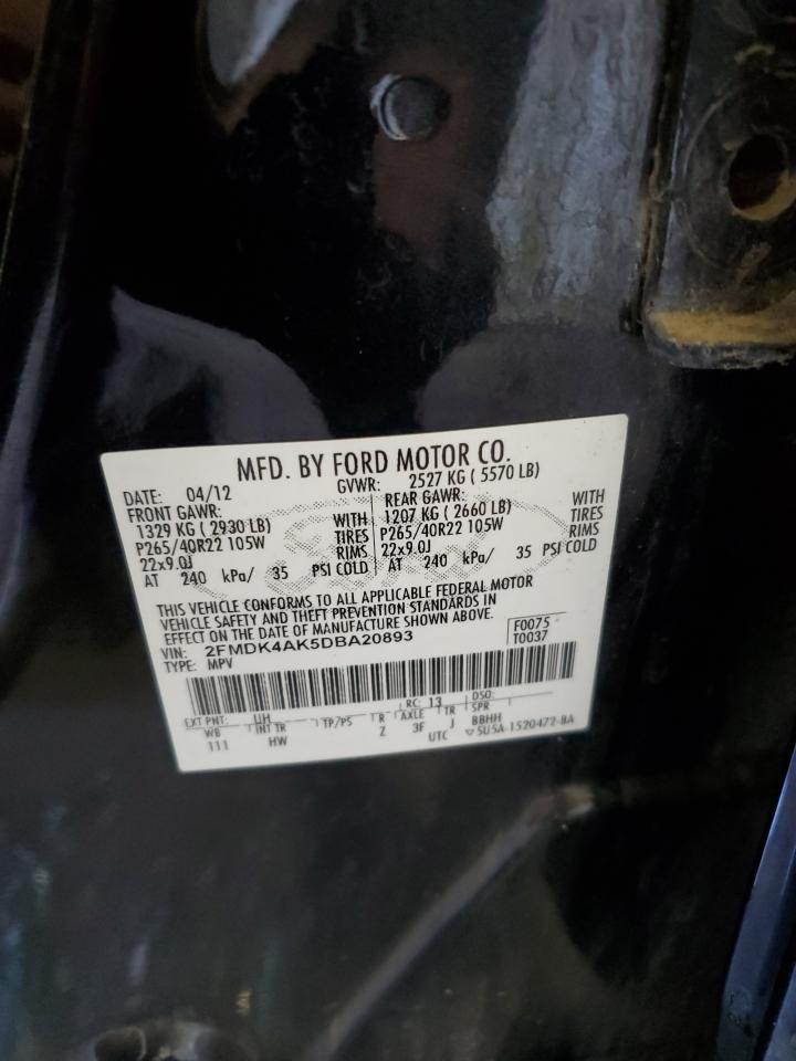 2013 Ford Edge Sport VIN: 2FMDK4AK5DBA20893 Lot: 81907285