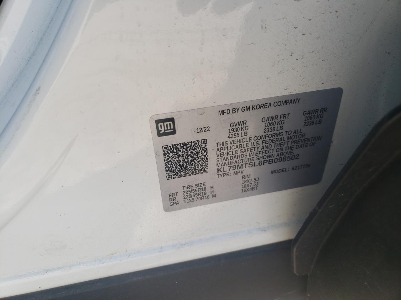 2023 Chevrolet Trailblazer Rs VIN: KL79MTSL6PB098502 Lot: 84921575