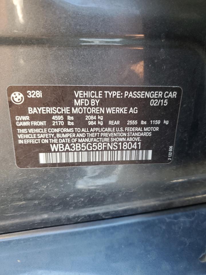2015 BMW 328 Xi Sulev VIN: WBA3B5G58FNS18041 Lot: 85692955