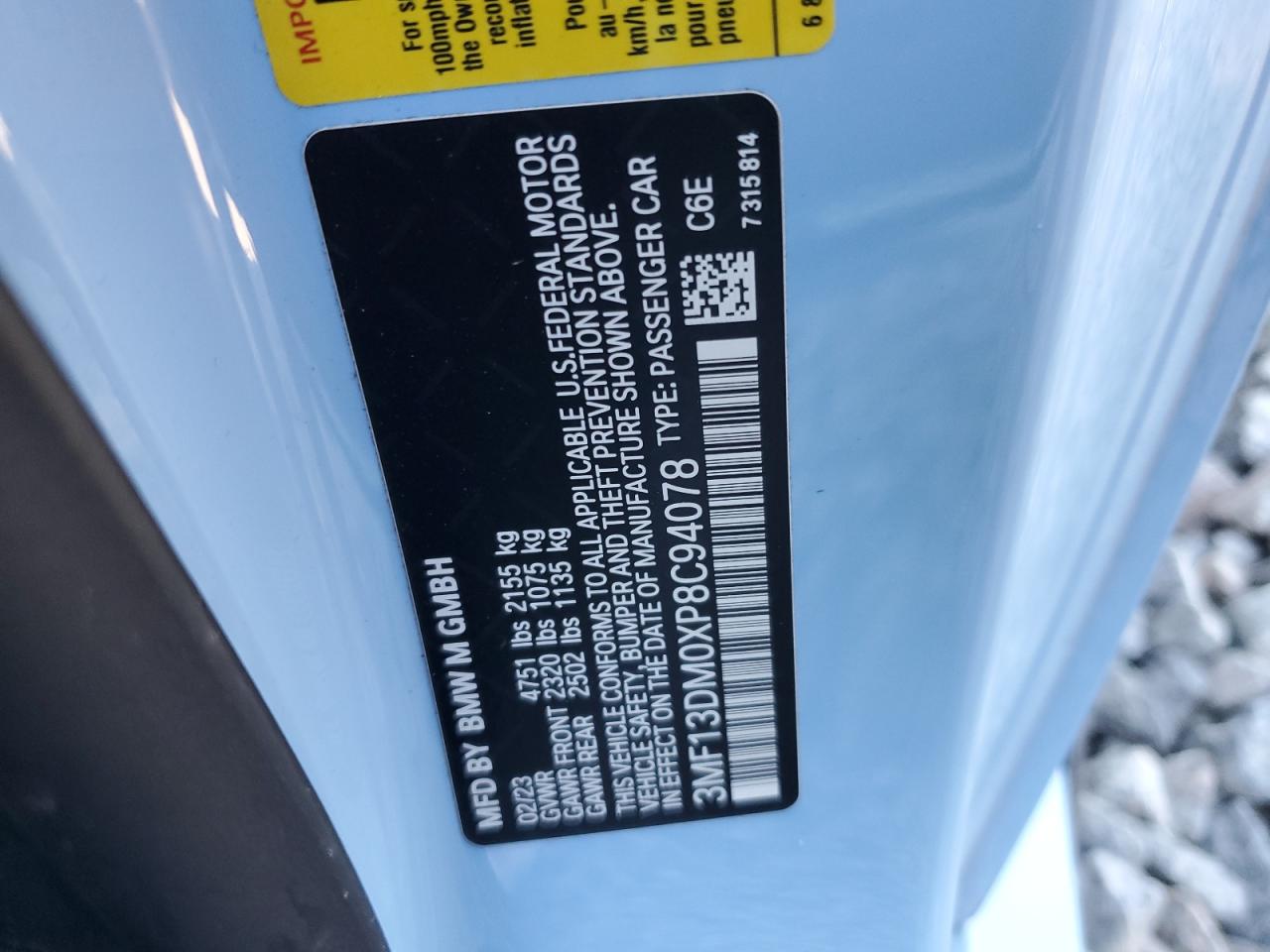 2023 BMW M2 VIN: 3MF13DM0XP8C94078 Lot: 86508205