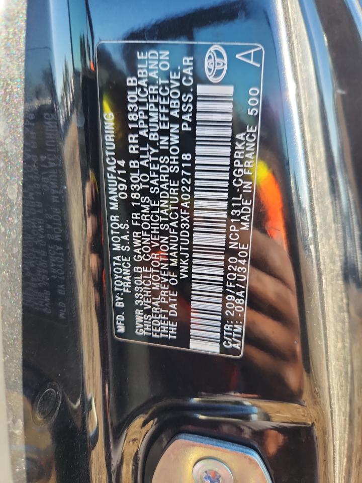 2015 Toyota Yaris VIN: VNKJTUD3XFA022718 Lot: 82523985