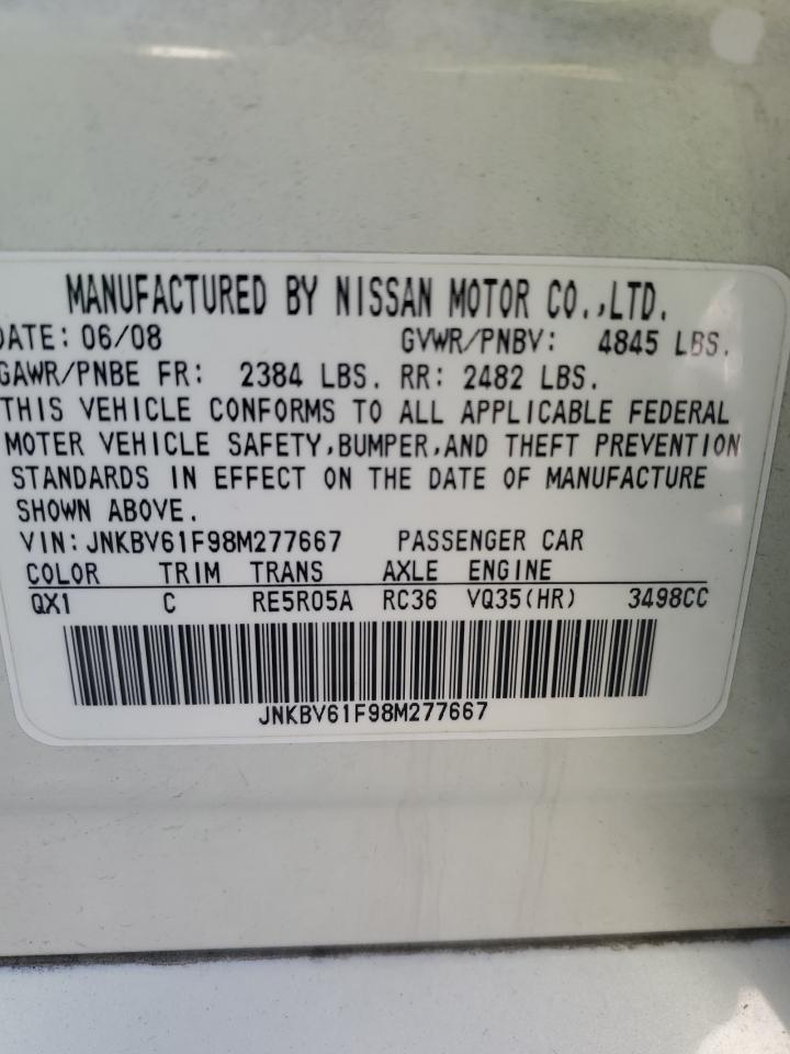 2008 Infiniti G35 VIN: JNKBV61F98M277667 Lot: 83806475