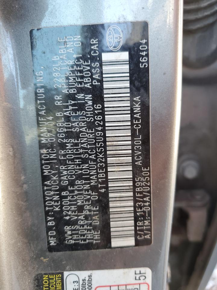 2005 Toyota Camry Le VIN: 4T1BE32K55U942616 Lot: 82377205