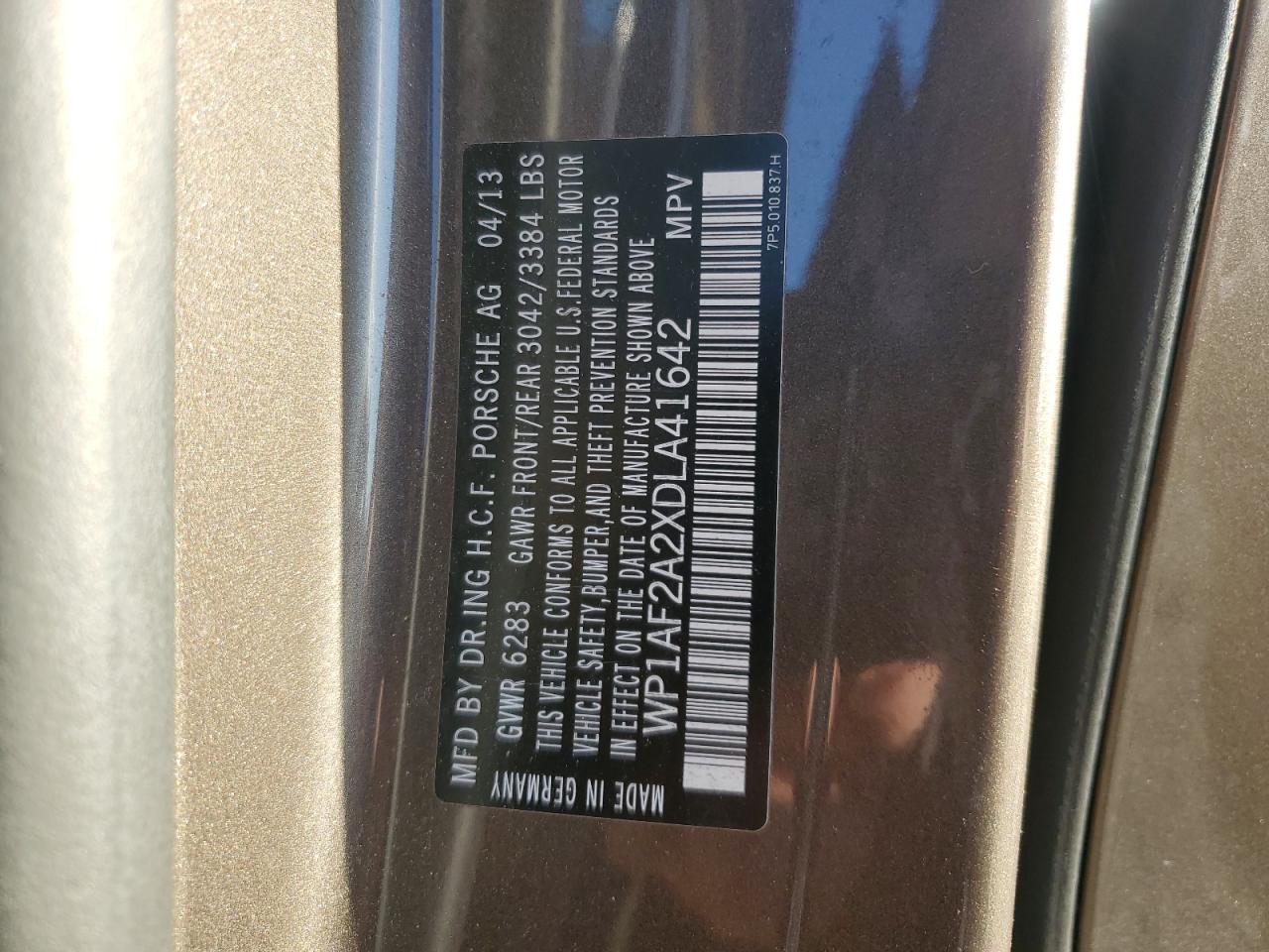 2013 Porsche Cayenne VIN: WP1AF2A2XDLA41642 Lot: 81981125