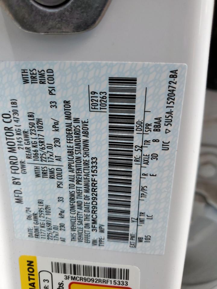 2024 Ford Bronco Sport Badlands VIN: 3FMCR9D92RRF15333 Lot: 81999635