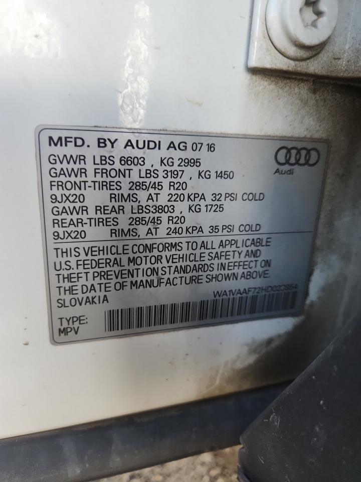 2017 Audi Q7 Prestige VIN: WA1VAAF72HD023954 Lot: 81892915