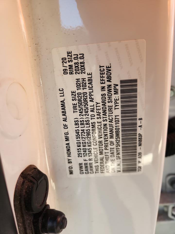 2021 Honda Pilot Se VIN: 5FNYF5H25MB011071 Lot: 82008255