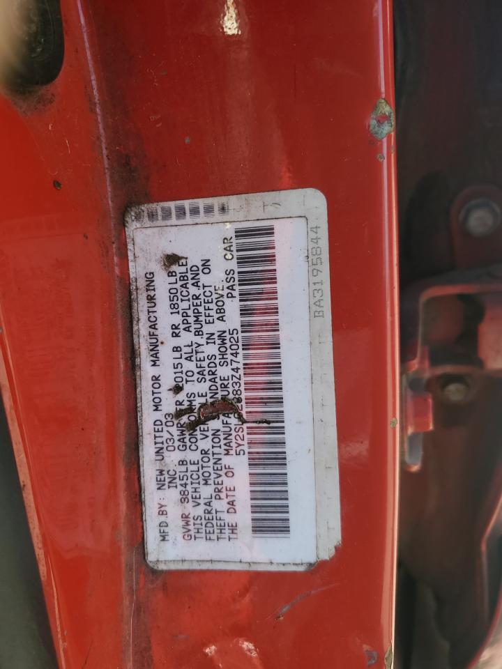 2003 Pontiac Vibe VIN: 5Y2SL62883Z474025 Lot: 85350965